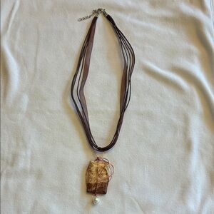 Elegant Brown Necklace with Pendant